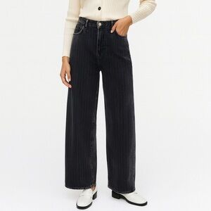 ZARA wide leg Jeans STRAIGHT leg High RISE Washed Black COLLECTION 6 Womens NWOT